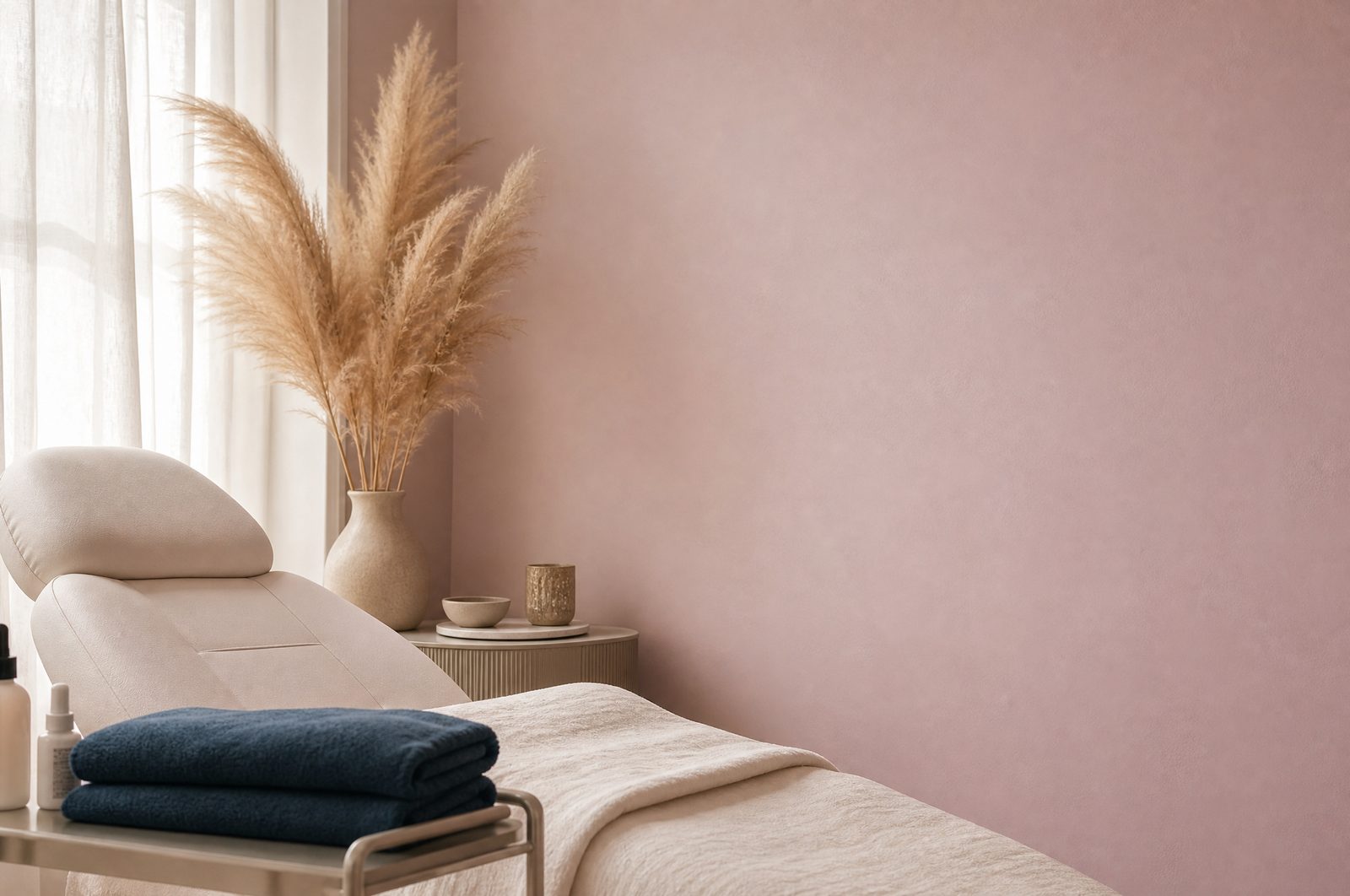 Sala de tratamiento de Be-You-tiful Aesthetics, ambiente cálido y minimalista